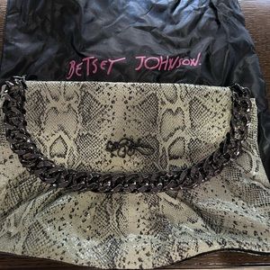Betsey Johnson jade snake skin clutch